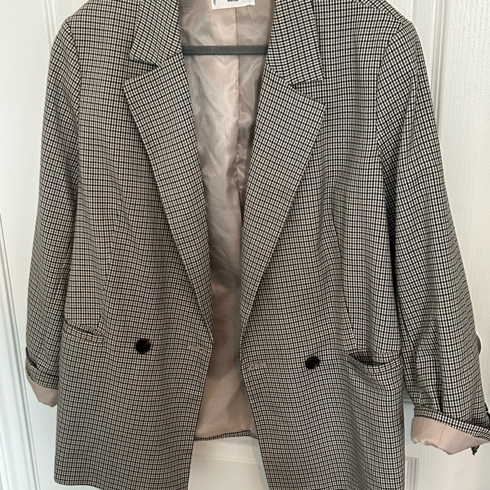 Mango Checkered Patterned Blazer